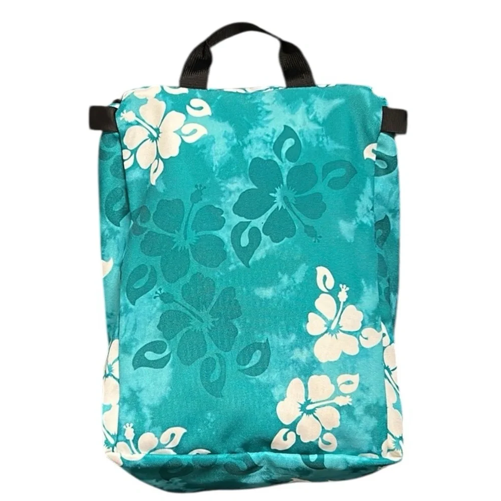 L.L. Bean Teal and White Floral Cosmetic Bag
